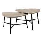 Monarch Specialties 7939P Table Set - Taupe Reclaimed Wood/Black Metal - 2 Pack-2 piece set of nesting coffee tables in a contemporary mid-century style
