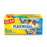 Glad Flex'n Seal Freezer Storage Bags - Medium - 35 Pack-Freezer Zipper Bags