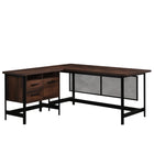 Sauder 66"W Briarbrook L-Desk - Barrel Oak-Spacious work surface for laptop, notepads, lamp, etc