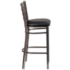 Flash Furniture HERCULES Series Clear Coated Ladder Back Metal Restaurant Barstool - Black Vinyl Seat-Ladder Back Design