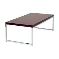 Wall Street Coffee Table with Chrome Frame, Espresso-Espresso Finish, Wood Veneer Top