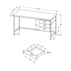 Monarch Specialties 7488 48" Computer Desk - 55"L/Black Reclaimed Wood/Black Metal-Sturdy black metal base in a simple modern style