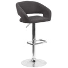 Flash Furniture Contemporary Charcoal Fabric Adjustable Height Barstool with Rounded Mid-Back & Chrome Base-Rounded Mid-Back Design