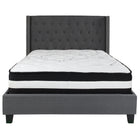 Flash Furniture Riverdale Full Size Tufted Upholstered Platform Bed with Pocket Spring Mattress - Dark Grey Fabric-Full Platform Bed and Mattress Set