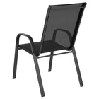 Flash Furniture Brazos Series Black Outdoor Stack Chair with Flex Comfort Material & Metal Frame-Integrated Arms