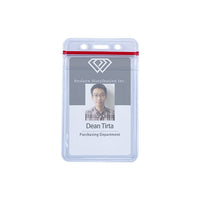 Beslayn Heavy Duty Vinyl ID Badge Holder with Resealable Red Zipper, Vertical 2-3/8" x 3-3/8", Clear, 50 Pack-Resealable zipper badge holders keep ID cards dry and safe