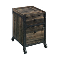 Sauder Foundry Road Mobile File Cabinet - Carbon Oak (1 Box)-Mobile File