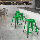 Flash Furniture 24" High Backless Distressed Green Metal Indoor-Outdoor Counter Height Stool-Backless Design