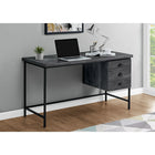 Monarch Specialties 7488 48" Computer Desk - 55"L/Black Reclaimed Wood/Black Metal-3 storage drawers on metal glides with retro-inspired black metal cup pulls