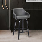 Armen Living Alec Contemporary 26" Counter Height Swivel Bar Stool - Black/Grey-Foam padded seat and low back design are exceptionally comfortable