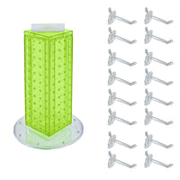 Azar Interlock Peg Tower with Revolving Base and Hooks - 4" x 4" x 12" - Green -Sold in multiples of: 1