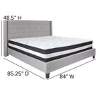 Flash Furniture Riverdale King Size Tufted Upholstered Platform Bed with Pocket Spring Mattress - Light Grey Fabric-Light Grey Fabric Upholstery