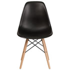 Flash Furniture Elon Series Black Plastic Chair with Wooden Legs - 2 Pack-Set of 2 Plastic Side Chair