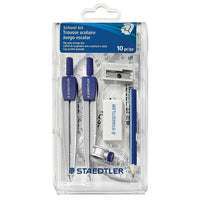 Staedlter 10-Piece Math Set with Plastic Storage Case-10-piece math set contains the ideal tools needed for geometry class