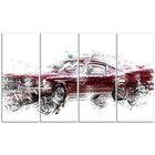 Designart Wine Coloured Muscle Car Canvas Art Print, (PT2657-48-24)-Print