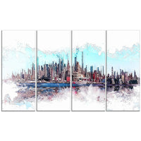 Designart In the Bay Cityscape Large Urban Canvas Art Print, (PT3319-271)-Print