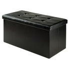 Winsome Ashford 15" x 29.9" Ottoman with Storage, Faux-Leather, Black (20627)-Ottoman with storage