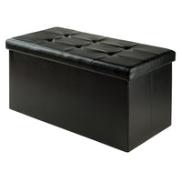 Winsome Ashford 15" x 29.9" Ottoman with Storage, Faux-Leather, Black (20627)-Ottoman with storage