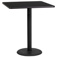 Flash Furniture 36'' Square Laminate Table Top, Black with 24'' Round Bar-Height Table Base (XUBK3636TR24B)-Bar Height Hospitality Table