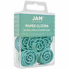 JAM Paper Colored Circular Paper Clips - Teal - 2 Packs of 50-Quantity: 50 per box; 2 Boxes