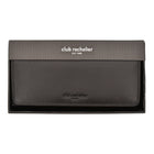 Club Rochelier Ladies Clutch Wallet with Checkbook & Gusset - Black-Back zipper pocket