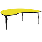 Flash Furniture 48''W x 96''L Kidney Shaped Activity Table with 1.25'' High Pressure Top and Adjustable Pre-School Legs, Yellow-Yellow Laminate