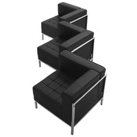 Flash Furniture HERCULES Imagination Series Black LeatherSoft 3 Piece Corner Chair Set-Contemporary Reception Set
