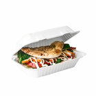 Globe Commercial Products 9" W x 6" D x 3" H Fibre Hinged Lid Bagasse Container - 200 Pack (6013)-100% Sugarcane Fibre