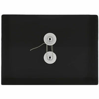 JAM Paper Plastic Booklet Envelopes with Button & String Tie Closure Index Size - 5 1/2" x 7 1/2" - Black - 12 Pack-Colour: Black