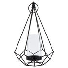 Truu Design Geo Wire Pillar Candle Holder, 9.5 x 15.25 inches, Black-Dimensions: 9.5"L x 17"H x 9.5"W