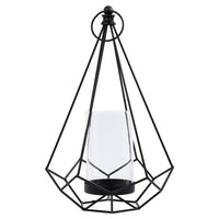 Truu Design Geo Wire Pillar Candle Holder, 9.5 x 15.25 inches, Black-Dimensions: 9.5"L x 17"H x 9.5"W
