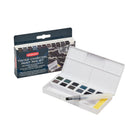 Derwent 12-Colour Paint Pan Set - Tinted Charcoal (2305872)-Set includes 12 tinted charcoal paint pans, a mini waterbrush, a sponge and 5 mixing palettes
