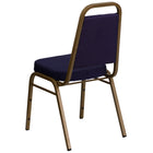 Flash Furniture HERCULES Series Trapezoidal Back Stacking Banquet Chair in Navy Patterned Fabric - Gold Frame-Trapezoidal Back Design