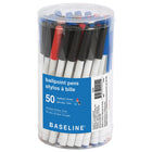 Baseline Stick Ballpoint Pens – 1.0mm – Assorted – 50 Pack-Lightweight ballpoint pens at an economical price
