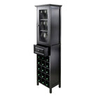 Winsome Burgundy Wine Cabinet 15-Bottle, Glass Door, Black-Can store 15 wine bottles