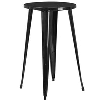 24'' Round Black Metal Indoor-Outdoor Bar Height Table (CH-51080-40-BK-GG)-Metal Cafe Table