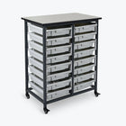 Luxor Mobile Bin System, Double Row (MBS-DR-16S)-Double-row black  steel frame and grey durable bins for long-lasting use