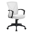 Monarch Specialties 7341 Office Chair - White/Black Base-Mid-back office chair with fixed armrests in black, with breathable, polyester mesh fabric in white