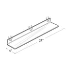 Azar Displays 24" x 4" Acrylic Shelf For Pegboard/Slatwall, Clear, 4 Pack (556010)-2"H x 24"W x 4"D, 3/16"T