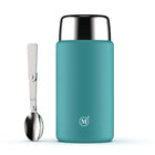 Minimal Stainless Steel Insulated Food Jar - Aqua - 750ml-Integrated full size, stainless steel foldable spoon