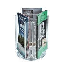 Azar Displays 8.38" x 6" Tri-Fold 3-Pocket Revolving Modular Crystal Styrene Brochure Holder (252316)-Use for printed material measuring 9"H x 4.125"W