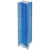 Azar Displays 13.5"W x 60"H 4-Sided Pinwheel Pegboard Display with Revolving Base, Translucent Blue (700460-BLU)-Includes four panels & Acrylic Sign Holder strip and stands on a 23" revolving base