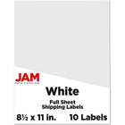 JAM Paper Full Page Sticker Paper Shipping Labels - 8-1/2" x 11" - White - 10 Pack -English only packaging
