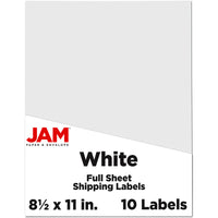 JAM Paper Full Page Sticker Paper Shipping Labels - 8-1/2" x 11" - White - 10 Pack -English only packaging