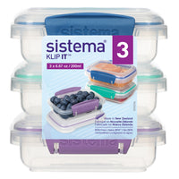 Sistema Rectangle Container - 200ml - Multi Colour - 3 Pack-Food storage