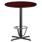 Flash Furniture Laminate 36" X-Base Round Table, Mahogany (XURD36MAT30B3F)-Bar Height Hospitality Table