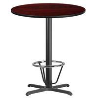 Flash Furniture Laminate 36" X-Base Round Table, Mahogany (XURD36MAT30B3F)-Bar Height Hospitality Table
