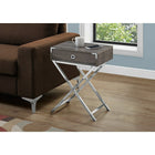 Monarch Specialties 3555 Accent Table - 24"H/Dark Taupe/Chrome Metal-Assembly required