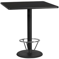 Flash Furniture Laminate 42" Square Round Base Table, Black (XUBK4242TR24B4F)-Bar height hospitality table