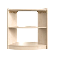 Flash Furniture Bright Beginnings Commercial Grade Bow Front 2 Tier Wooden Classroom Open Corner Storage Unit, Safe - Natural-2 Tier Bow Front Wooden Classroom Corner Storage Unit